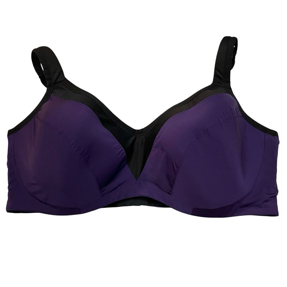 Torrid Mid Impact Underwire Sports Bra 50DDD Purple Black Molded Full Coverage - Picture 1 of 7